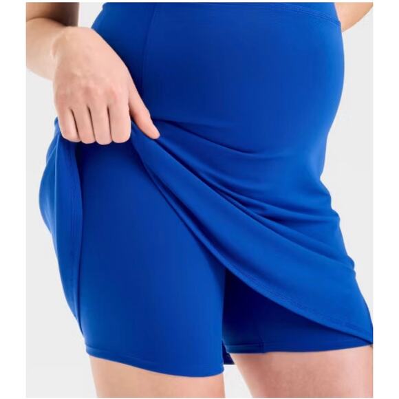 Short Sleeve Active Mini Maternity Dress With Built in Shorts Back Cut-Out L - Picture 3 of 11